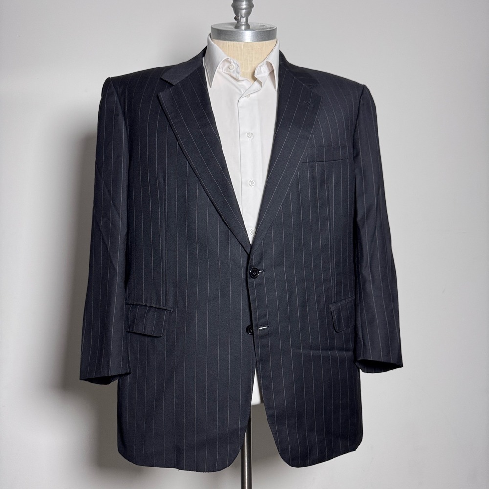 Brioni Suit‎ Blazer Mens 48L Charcoal Grey Pinstripe Traiano Wool (shortened)